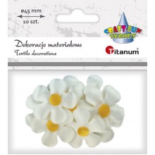 Kwiaty materiałowe Titanum, 45mm, biało-żółte. 10 sztuk