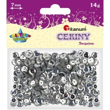 Cekiny okrągłe Titanum Craft-Fun Series 14g, metaliczny srebrny