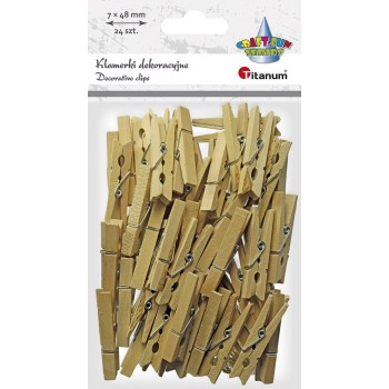 Klamerki drewniane Titanum Craft-Fun 48mm, 24 sztuki
