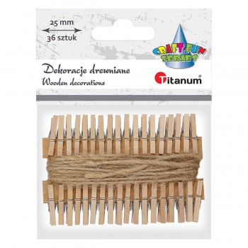 Klamerki drewniane Titanum Craft-Fun Series 3x25mm, 36 sztuk