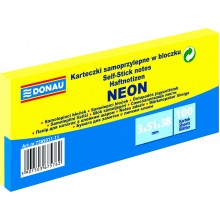 Notes samoprzylepny Donau Neon 51x38mm, 3x100 karteczek, neonowy żółty