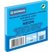 Notes samoprzylepny Donau Neon 76x76mm, neonowy niebieski