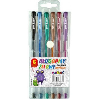 Komplet długopisów żelowych Fun&Joy 6 kolorów  metaliczne