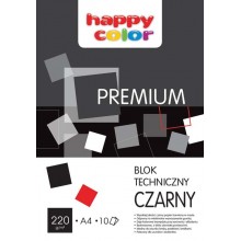 Blok techniczny Happy Color A4, 220g, 10k, czarny