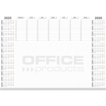 Podkład na biurko Office Products, planer 2025, biuwar 594x420mm A2, 52k., biały