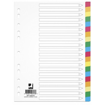 Przekładki plastikowe Q-Connect A4, 20 kart, mix kolorów