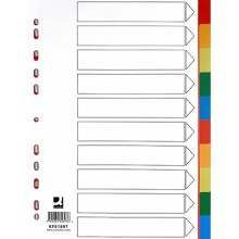 Przekładki plastikowe Q-Connect A4, 10+1 kart, mix kolorów