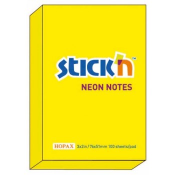 Notes samoprzylepny Stick'n 76x51mm żółty neonowy