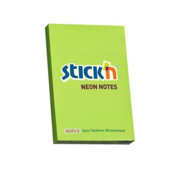 Notes samoprzylepny Stick'n 76x51mm zielony neonowy