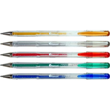 Komplet długopisów żelowych Titanum GA1030 5szt. brokatowe